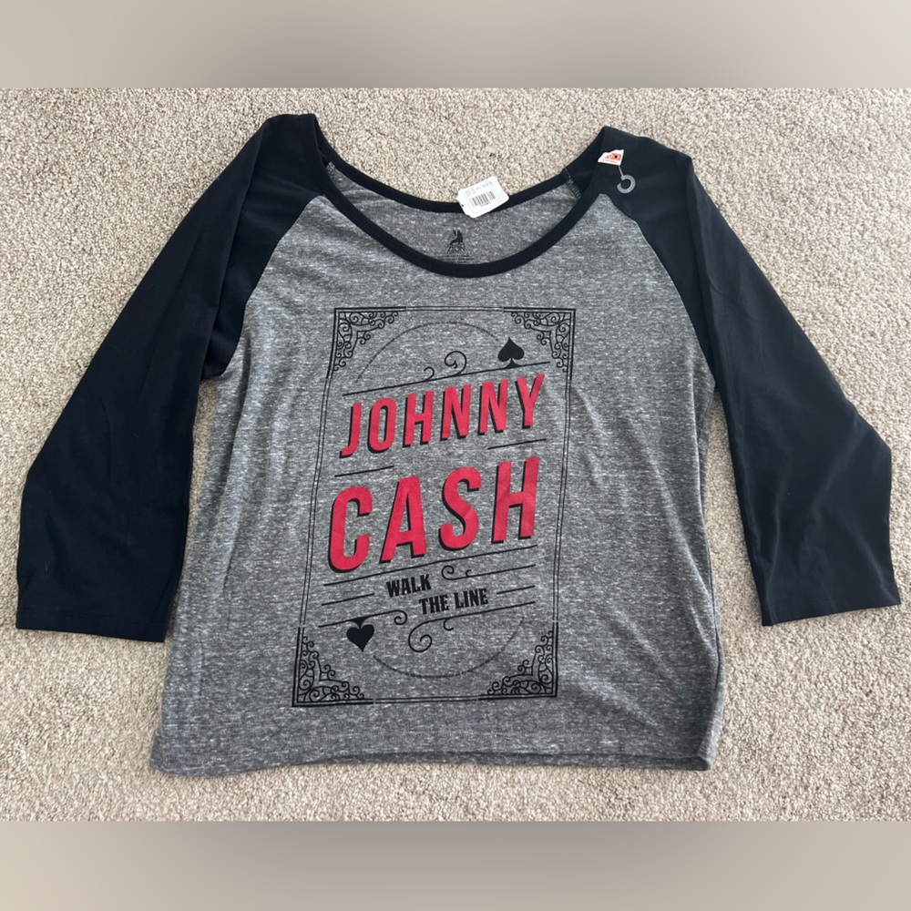 3/4 sleeve raglan Johnny Cash t shirt size XL